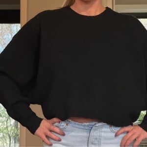 Miss Selfridge Black Bat-Wing Cropped Sweater